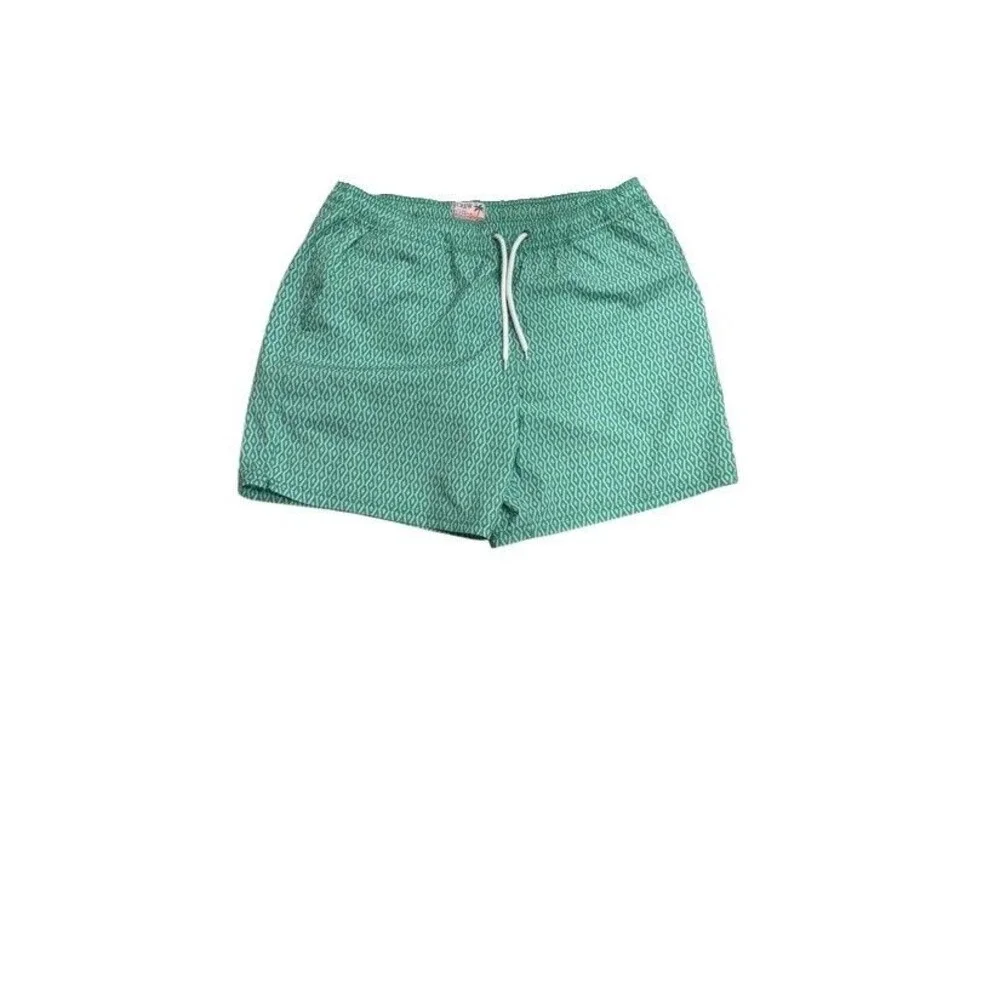 J Crew Swim Trunks Mens L 7” Inseam Swimwear Mesh Lined Green Flex Swim